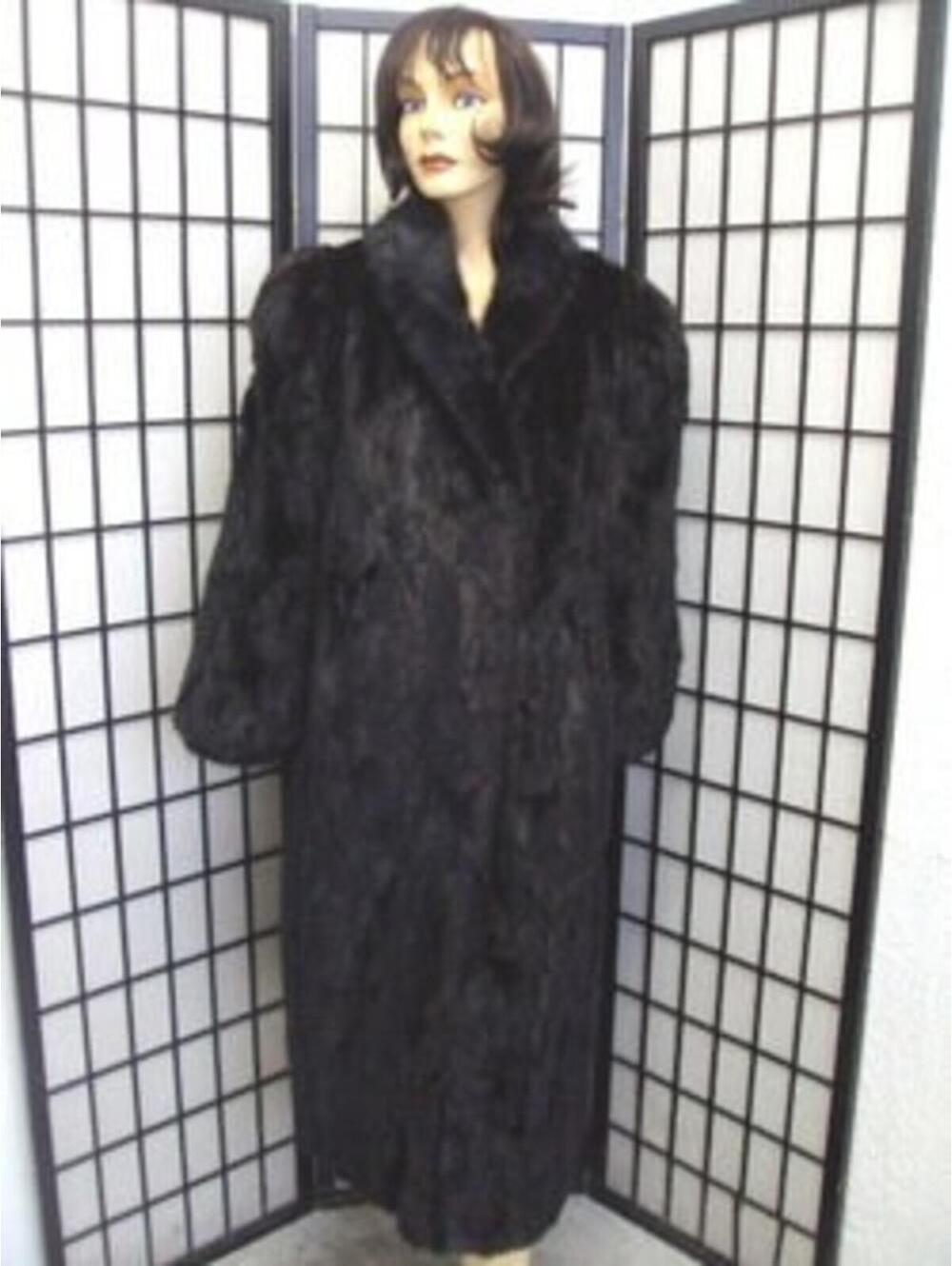 Excellent Canadian Dark Ranch Mink Section Fur Coat Women Size 6-8